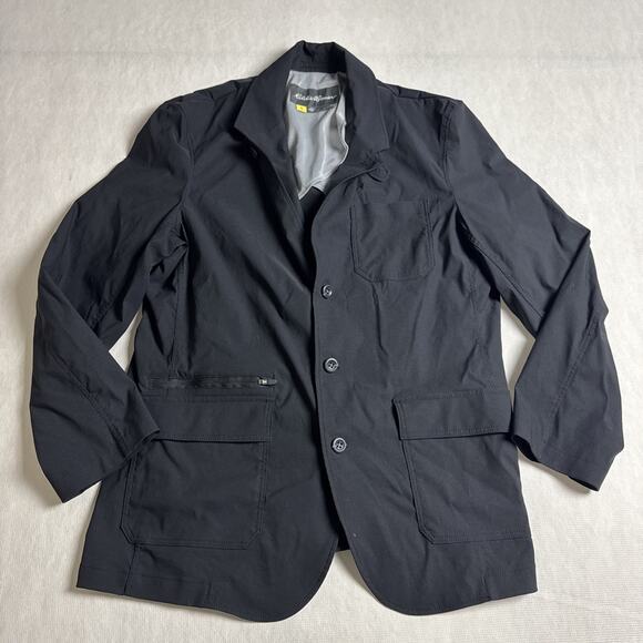 Eddie Bauer Men's Size 46 Black Nylon Travel Tech Travex Blazer Jacket - Picture 1 of 9